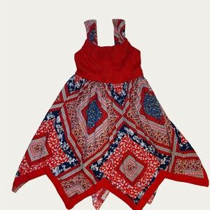 Blueberi Boulevard Red and Blue Scarf Dress Toddler Girl 4T